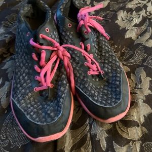 Pink and black sneakers size 8